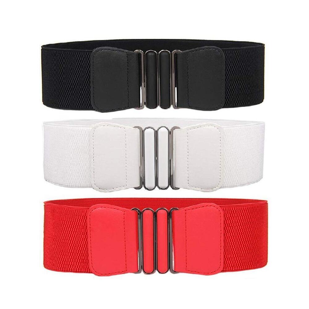 1429 3 Pack Women's Elastic Wide Stretchy Waist Cinch Belt Waistband